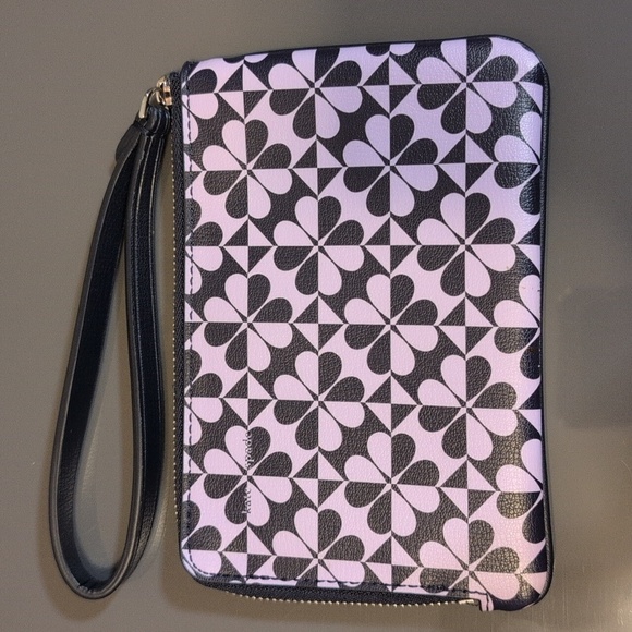 Kate Spade New York Navy And Purple Hollie Spade Clover Geo Small L-zip Wristlet - Picture 5 of 7